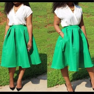 Emerald A-line Midi Skirt